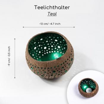 Teelichthalter aus Kokosnuss - grün